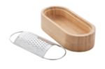 kaasrasp rvs .met bamboe opvangbak