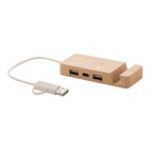 bamboe usb hub met 2 usb een 1 usb-c. usb 2.0