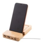 bamboe usb-hub met mobiele houder en sticky notes