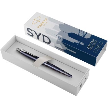 parker jotter se global icons balpen blauwe inkt - blauw