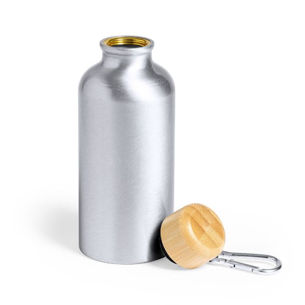 aluminium drinkfles met bamboe dop yorix 400 ml