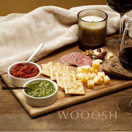 wooosh serveerplank met 2 porseleinen schaaltjes