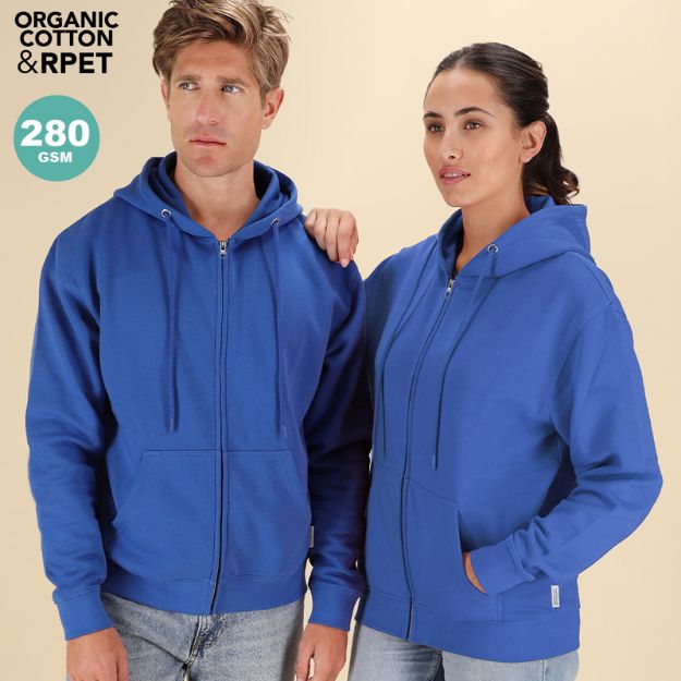 hooded met rits sweater organisch katoen xs-xxxl