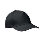 baseballcap met 5 panelen met klittebandsluiting - zwart