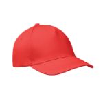 baseballcap met 5 panelen met klittebandsluiting - rood