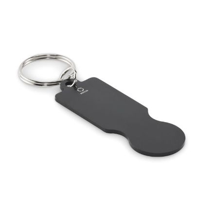 sleutelhanger met winkelwagenmunt - zwart