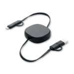 60w uittrekbare oplaadkabel - zwart