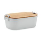 pp lunchbox 700 ml met bamboe deksel - wit