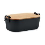 pp lunchbox 700 ml met bamboe deksel - zwart