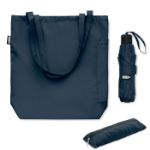 21 inch rpet paraplu set met oprolbare draagtas - blauw