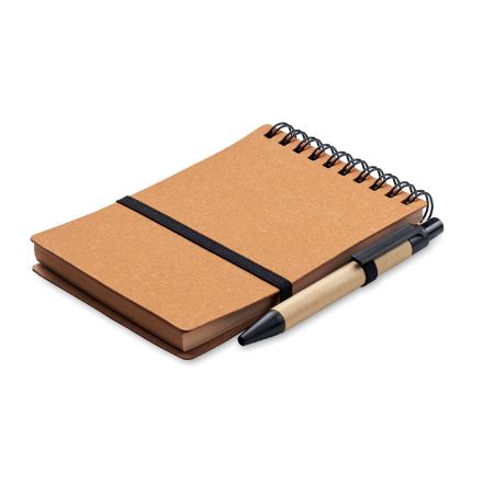 b7 gerecycled notitieboek met balpen - bruin
