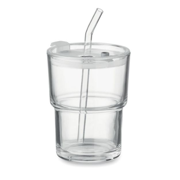 glazen beker met rietje 400 ml