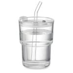 glazen beker met rietje 400 ml