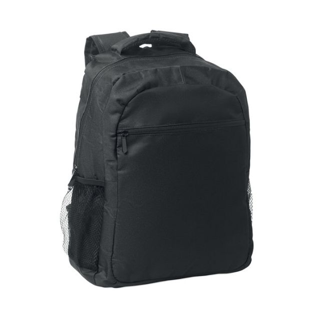 15 inch laptop rugzak voorvak met rits - zwart