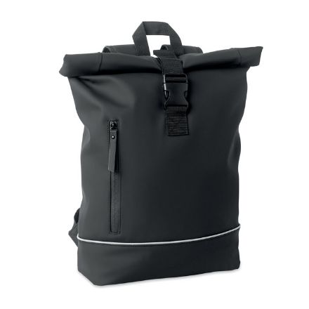 laptop 15 inch rolltop pu rugzak - zwart