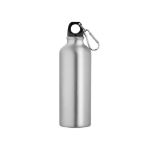 recycleerde aluminium fles met karabijnhaak 530 ml - zilver