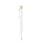 recyclede abs balpen met bamboe knop - wit