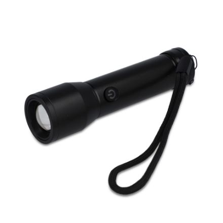 oplaadbare ipx4-zaklamp van gerecycled aluminium - zwart