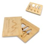 4 stuks bamboe kaas- en wijnset