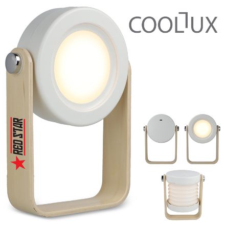 coollux multifunctionele led-lamp bamboe handvat