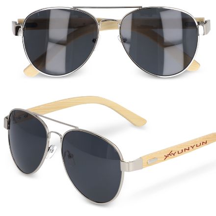 aviator zonnebril met bamboe poten