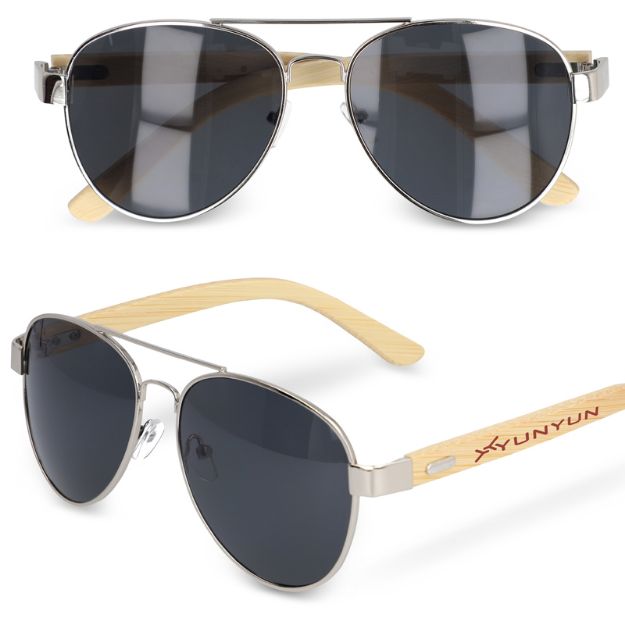 aviator zonnebril met bamboe poten
