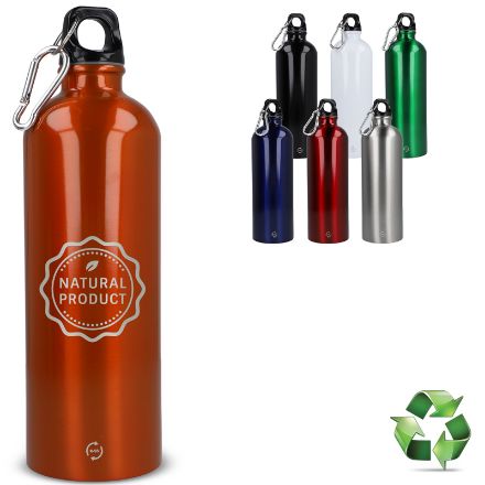 rvs enkelwandige fles met karabijnhaak 750 ml