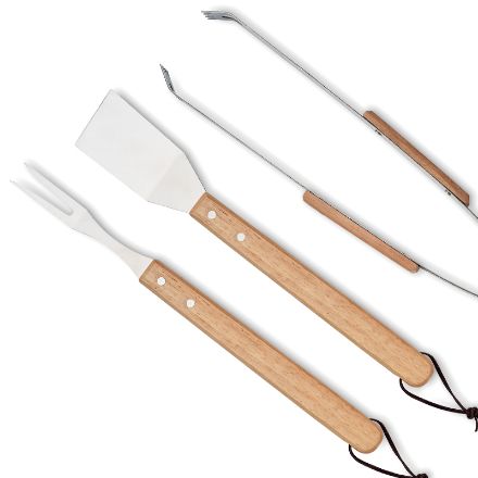 eikenhouten barbecueset in kraft doos met delsel