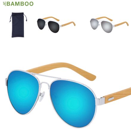 zonnebril met spiegeleffect en zakje gunok