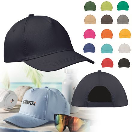 baseballcap met 5 panelen met klittebandsluiting