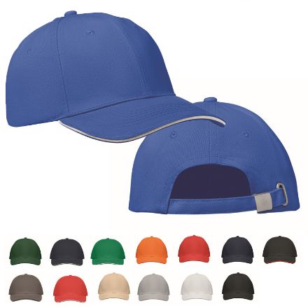 baseballcap met 6 panelen met stalen gesp