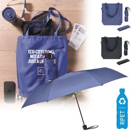 21 inch rpet paraplu set met oprolbare draagtas