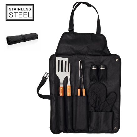 zevendelige barbecue set hadri met schort