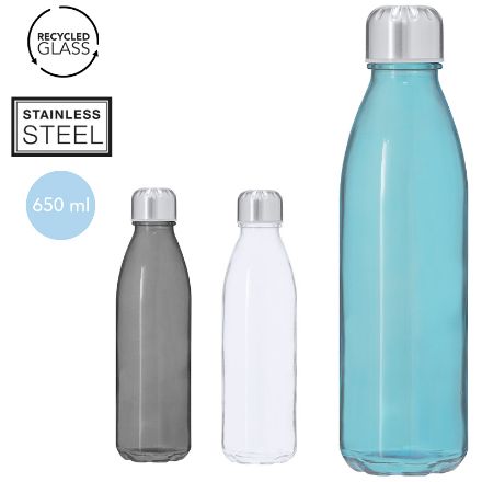drinkfles recycled glas en rvs kamby 650 ml