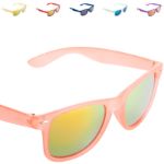 zonnebril met doorzichtig frame.