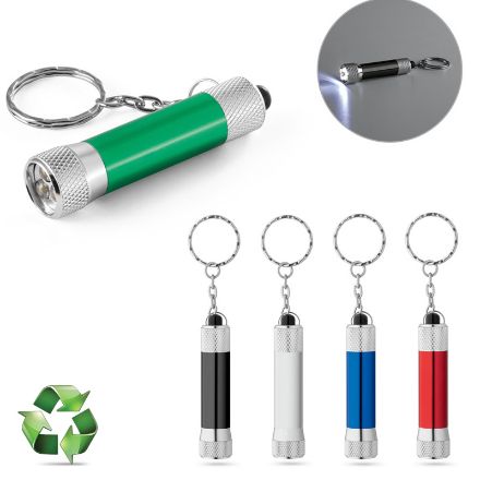 recycled aluminium sleutelhanger met led licht