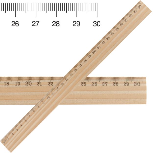 houten liniaal, 30 cm.