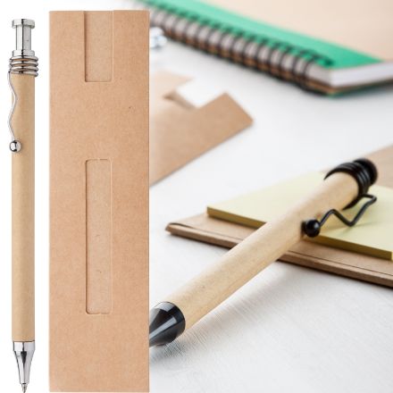 balpen met hoesje van recycled papier blauwe inkt