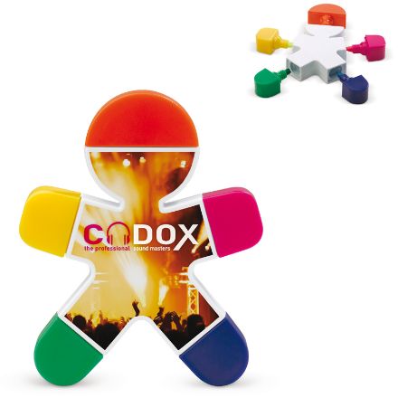 markeerstift mens met 5 markeerkleuren