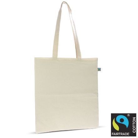 fairtrade katoenen tas ecru lang 38 x 42 cm