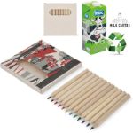 12 kleurpotloden in melkpakken verpakkibg