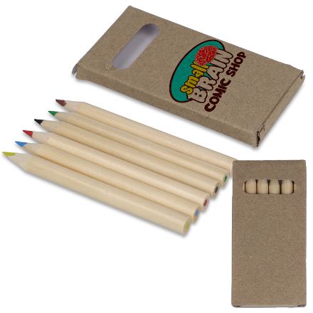 6 kleurpotloden in kraft doosje