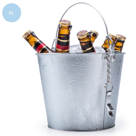 metalen emmer 6 liter met flesopener