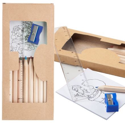 tekenset met 10 delige potlodenset, puntenslijper
