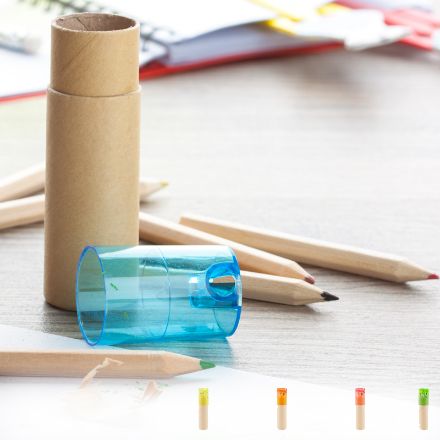 6 mini potloden in een kartonnen koker.