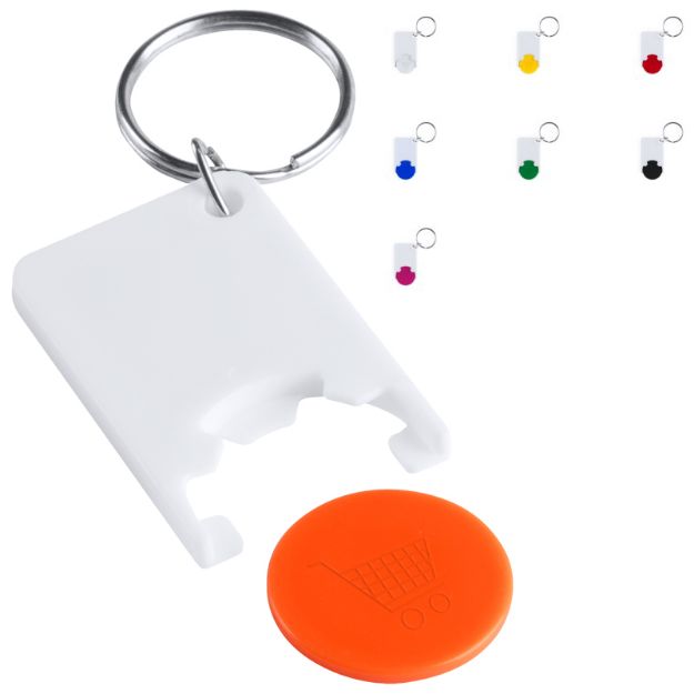 sleutelhanger met gekleurde munt.