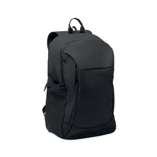15 inch zachte pu laptop rugzak - zwart
