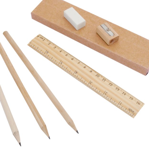 potloden set: grafieten potloden met liniaal
