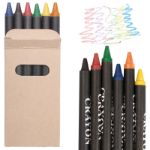 6 waskrijtjes in een kartonnen doosje.