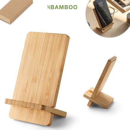 lange. draadloze oplader van bamboe